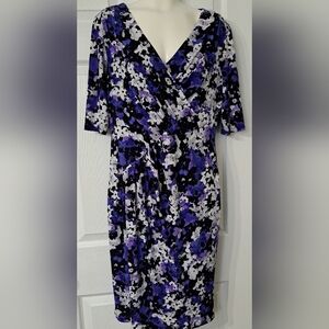 Cleo Lined Purple Print Dress 12